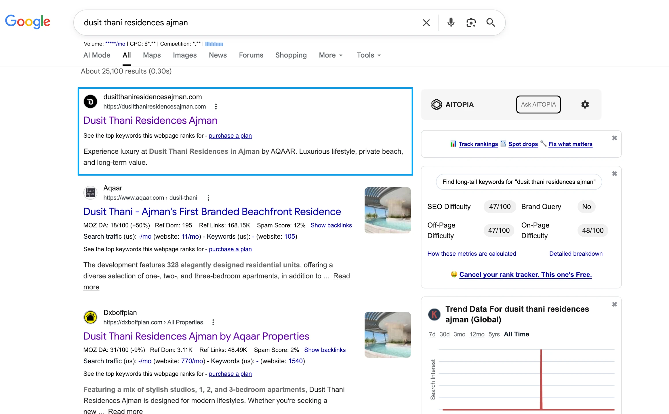 Dusit Thani Residences Ajman beachfront apartments landing page with investor form – web development and SEO by Prism Digital